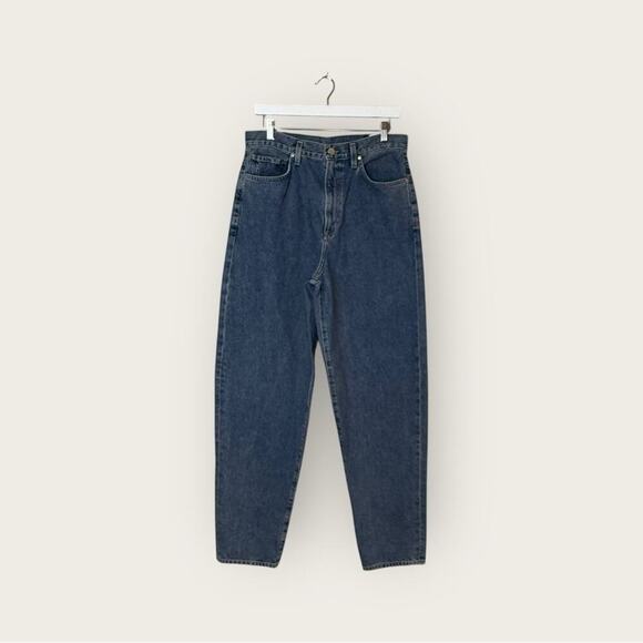 Goldsign | High-Rise Tapered-Leg Jeans | Blue | Size 29 - Picture 2 of 16